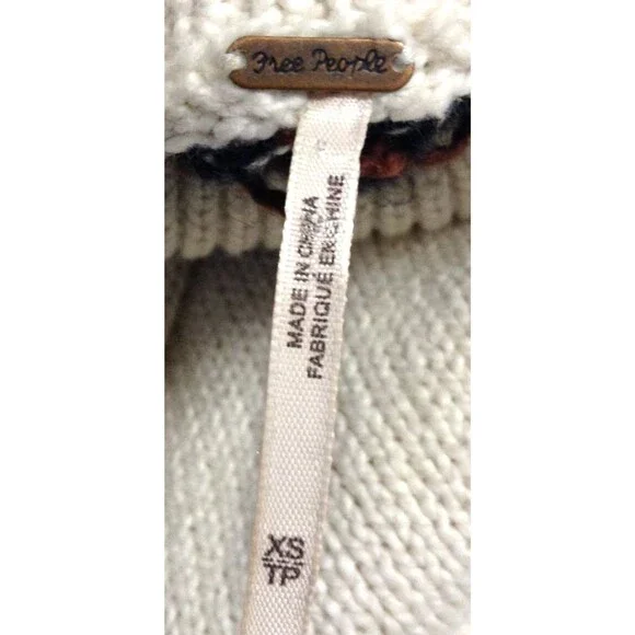 Free People Sweater Dress Wn XS Cream Cotton Wool Mohair Scotland Fair Isle Cozy - Picture 7 of 8